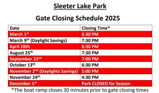 Sleeter Lake Park schedule 